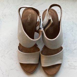 Toms heel sandals size 8.5, worn once